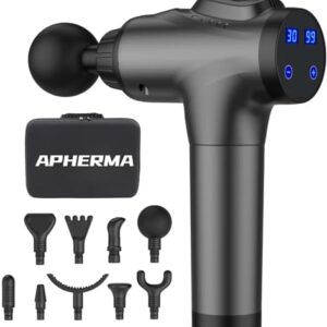 APHERMA Massage Gun, Muscle Massage Gun for Athletes Handheld Electric Deep Tissue Back Massager, Percussion Massage Device for Pain Relief with 30 Speed Levels 9 Heads