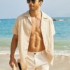 COOFANDY Men's Hawaiian Floral Cotton Linen Button Down Tropical Holiday Beach Shirts - Image 3