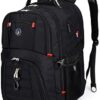SHRRADOO Extra Large 52L Travel Laptop Backpack with USB Charging Port, College Backpack Airline Approved Business Work Bag Fit 17 Inch Laptops for Men Women,Black