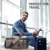 Duffle Bag for Men Waterproof Genuine Leather Canvas Travel Duffel Bags for Women Overnight Weekender Bag for Traveling, Grey - Image 5