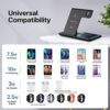 Wireless Charger, 3 in 1 Wireless Charging Station, Fast Wireless Charger Stand for iPhone 15 14 13 12 11 Pro Max XR XS 8 Plus, for Apple Watch 8 7 6 5 4 3 2 SE,for AirPods Pro 3 2 (Black) - Image 3