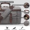 Duffle Bag for Men Waterproof Genuine Leather Canvas Travel Duffel Bags for Women Overnight Weekender Bag for Traveling, Grey - Image 3