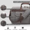Duffle Bag for Men Waterproof Genuine Leather Canvas Travel Duffel Bags for Women Overnight Weekender Bag for Traveling, Grey - Image 4