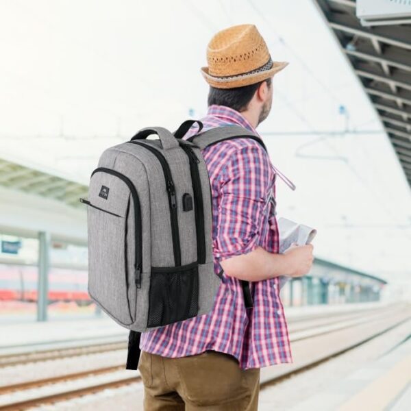 Matein Travel Laptop Backpack, Business Anti Theft Slim Durable Laptops Backpack with USB Charging Port, Water Resistant College School Computer Bag Gifts for Men & Women Fits 15.6 Inch Notebook, Grey - Image 9