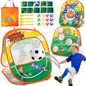 EFOSHM Bean Bag Toss Game for Kids Outdoor Toys, Three-Sided Football Game Toy Set, Foldable Cornhole Board Game Yard Beach Outdoor Toy for Toddler Ages 3-8, Kid Outside Sport Toy for Party/Indoor